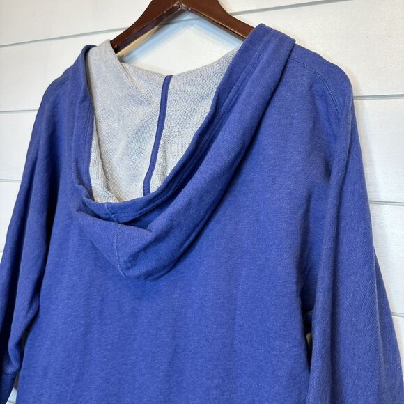 Soft Surroundings Small Hoodie Top Blue 3/4 Sleeve Oversized Sweatshirt Cotton - Picture 7 of 9